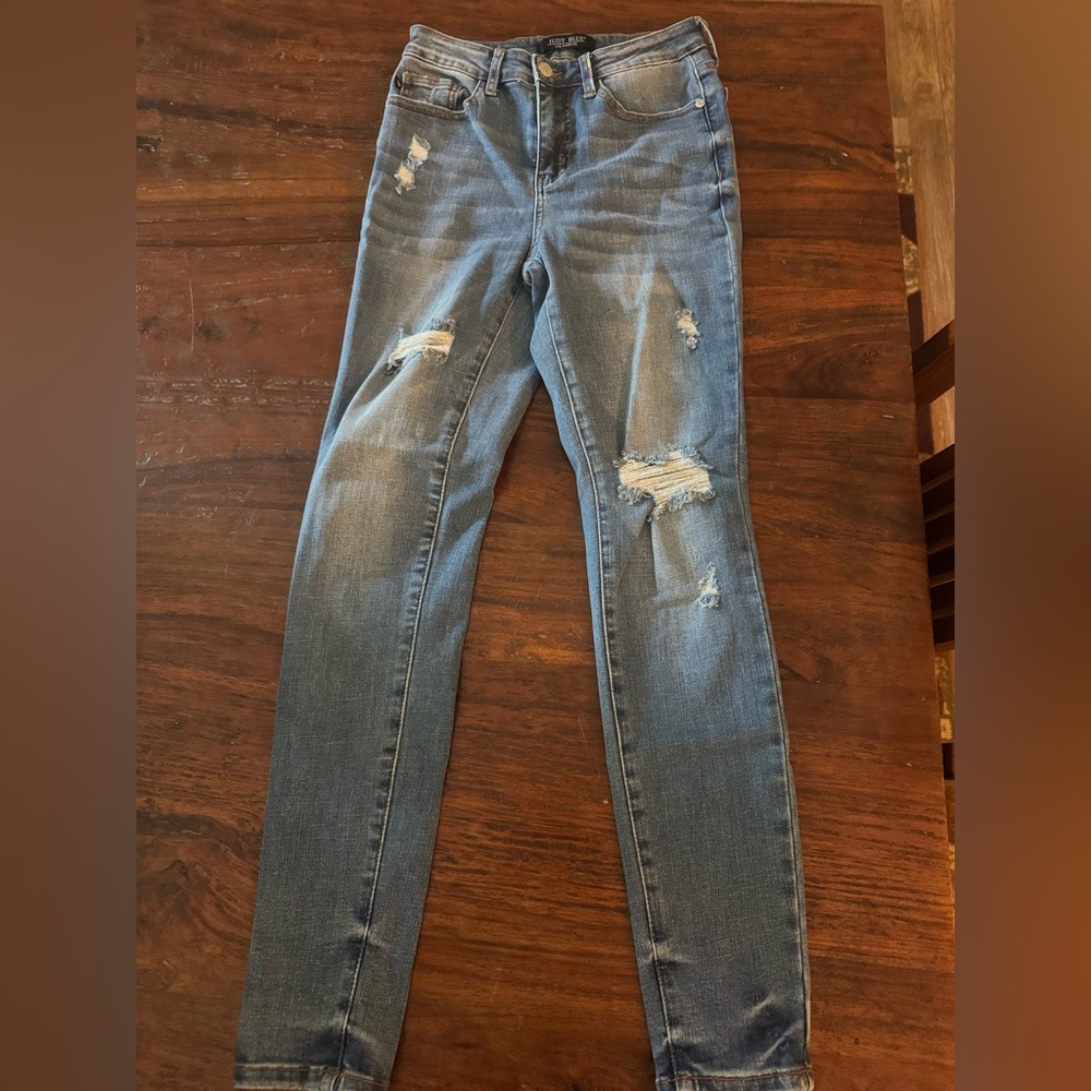 Judy Blue Skinny Distressed Blue Jeans